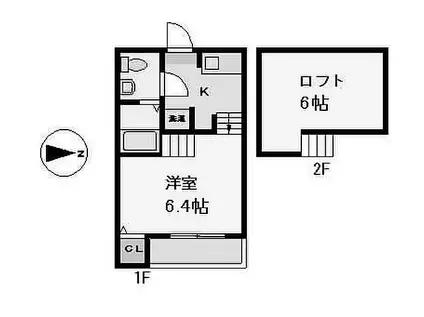 名古屋市営東山線 中村日赤駅 徒歩8分 2階建 築13年(1K/2階)の間取り写真