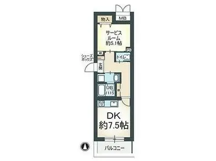 名古屋市営名城線 黒川駅(愛知) 徒歩3分 4階建 築13年(1LDK/1階)の間取り写真