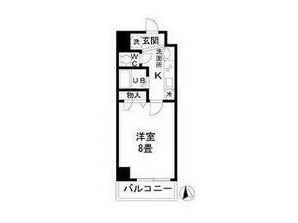 名古屋市営桜通線 国際センター駅(愛知) 徒歩1分 8階建 築24年(1K/1階)の間取り写真