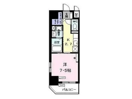 名鉄名古屋本線 金山駅(愛知) 徒歩7分 11階建 築3年(1K/2階)の間取り写真