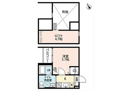 近鉄名古屋線 烏森駅 徒歩5分 2階建 築8年(1K/2階)の間取り写真