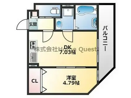 KTIレジデンス八尾(1DK/1階)の間取り写真