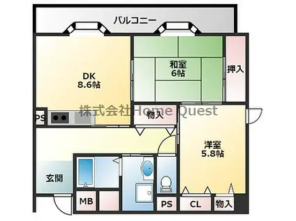 ラフィーネ喜連(2DK/2階)の間取り写真