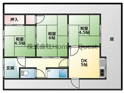 近鉄大阪線 高安駅 徒歩10分 1階建 築56年(3DK)の間取り写真