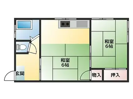 第一秀和マンション(2K/3階)の間取り写真