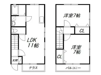 遠州鉄道 曳馬駅 徒歩49分 2階建 築17年(2LDK)の間取り写真