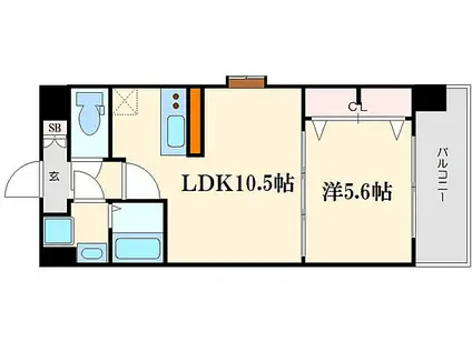 スプランディッド梅田北(1LDK/6階)の間取り写真