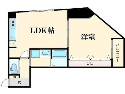 コスモ釣鐘町(1LDK/4階)の間取り写真