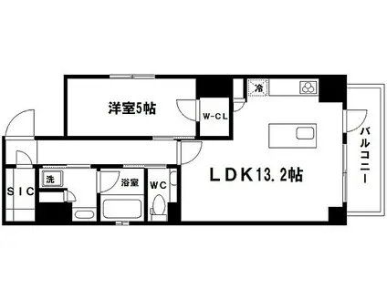 リンクハウス心斎橋(1LDK/13階)の間取り写真