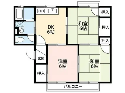 コートビレッジさと(3DK/2階)の間取り写真