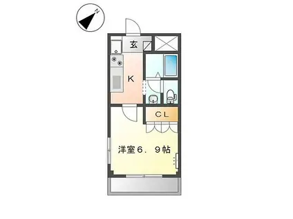 エクセルハイツ岡田(1K/2階)の間取り写真