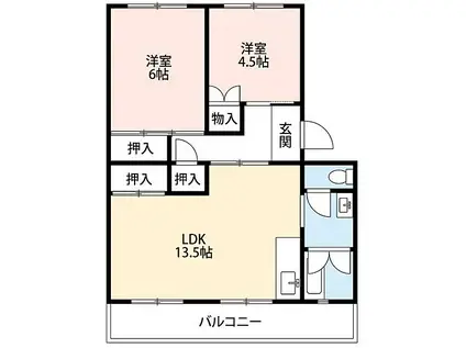 コーポ武田(2LDK/3階)の間取り写真