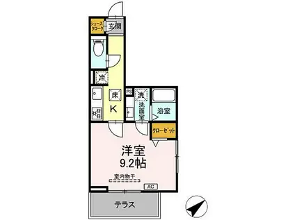 D-SQUARE大和町(1K/1階)の間取り写真