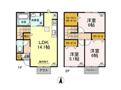 ハイツ春咲 北館(3LDK)の間取り写真