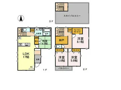 名鉄名古屋本線 東岡崎駅 徒歩18分 2階建 築8年(4SLDK)の間取り写真