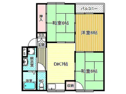 松井ニューハイツ(3DK/2階)の間取り写真