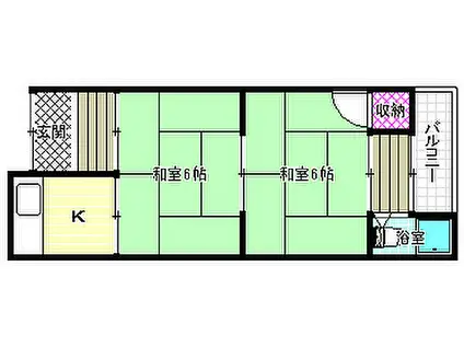 寿荘(2K/2階)の間取り写真