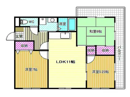 パラシオン旭ヶ丘(3LDK/3階)の間取り写真