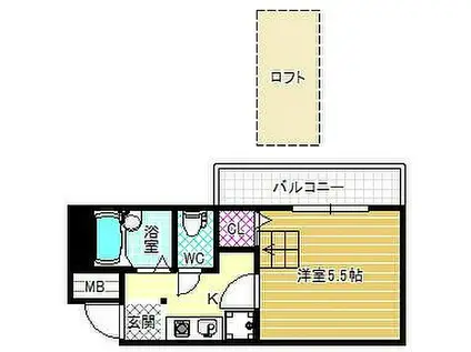 近鉄長野線 喜志駅 徒歩31分 5階建 築33年(1K/5階)の間取り写真