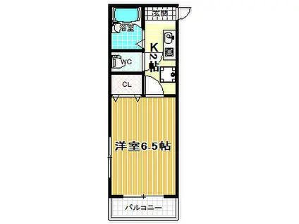 弘成エステートビル(1K/3階)の間取り写真
