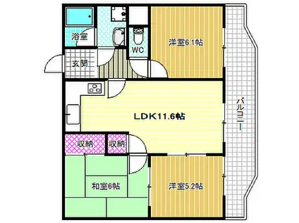 新栄プロパティー太子(3LDK/2階)の間取り写真