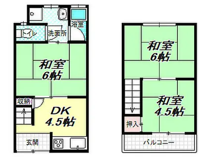 田井城1丁目テラスハウス(3DK)の間取り写真