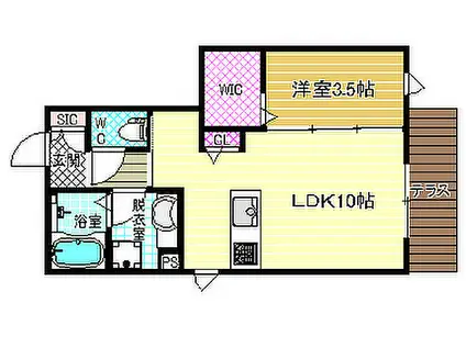 ソレアード土師ノ里II(1LDK/1階)の間取り写真