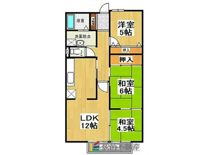 ファミリーハイツKOGA B棟(3LDK/2階)の間取り写真