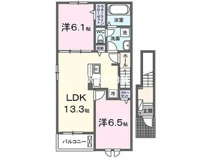 ロータス田主丸 2(2LDK/2階)の間取り写真