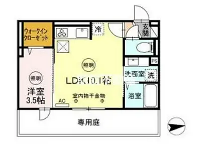 西鉄天神大牟田線 大善寺駅 徒歩1分 2階建 新築(1LDK/1階)の間取り写真