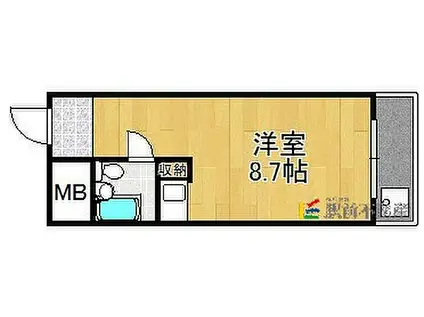 豊国スカイマンション国分(ワンルーム/2階)の間取り写真