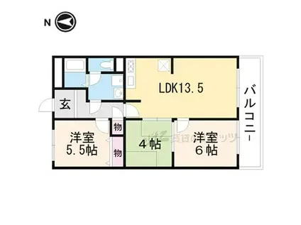高槻アカシヤハイツ(3LDK/3階)の間取り写真