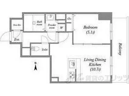 TOPAZ江坂(1LDK/5階)の間取り写真