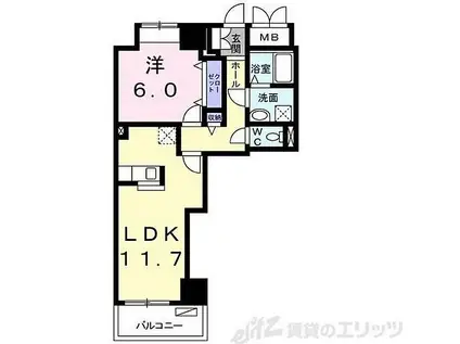 アルンドーインディカ 茨木(1LDK/5階)の間取り写真