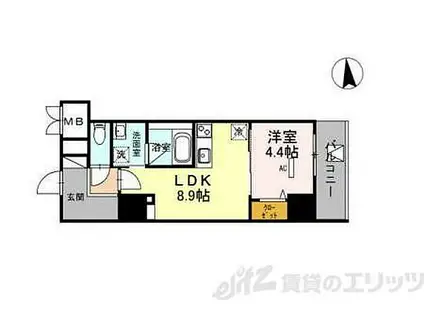 グランセジュール江坂 住居(1LDK/7階)の間取り写真