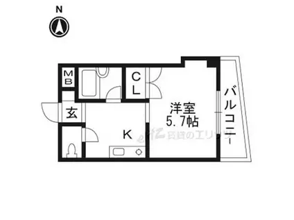 ハイツ富田(1K/2階)の間取り写真