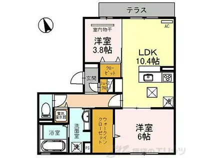 EL・SERENO江坂イースト(2LDK/1階)の間取り写真