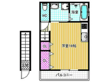 CSガーデン羽曳野(ワンルーム/2階)の間取り写真