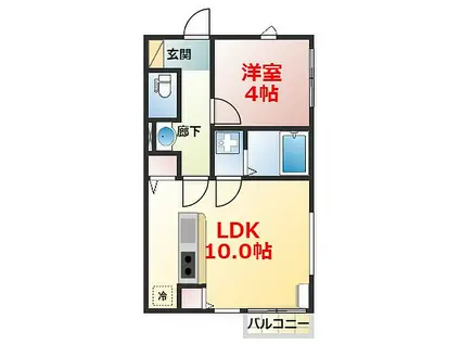 L・スタイリオ小田原(1LDK/1階)の間取り写真