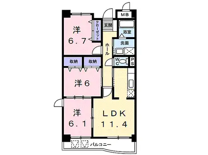 グラース アンジュI(3LDK/2階)の間取り写真