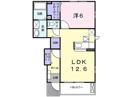 ルーナ ルーチェ I(1LDK/1階)の間取り写真