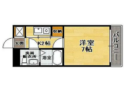 エステートモア博多アペックス(1K/6階)の間取り写真
