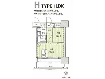 ドゥーエ赤坂(1LDK/6階)の間取り写真
