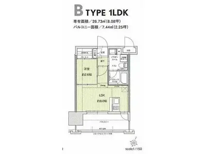 ドゥーエ赤坂(1LDK/9階)の間取り写真