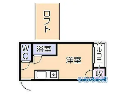 メゾン上津(ワンルーム/2階)の間取り写真