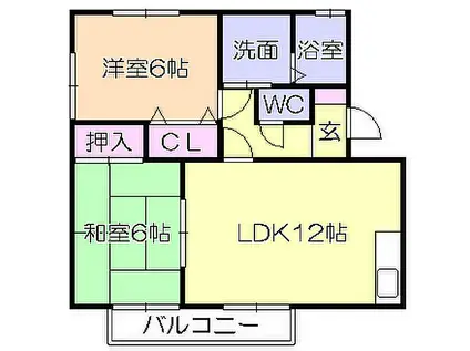 リヴァージュ(2LDK/2階)の間取り写真