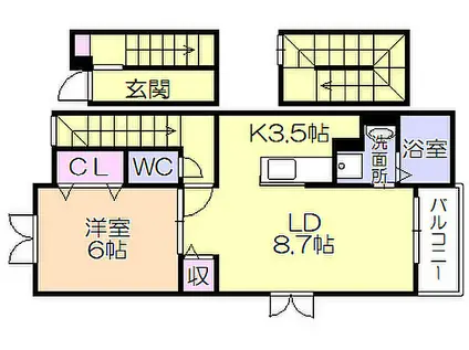 リヴィエール(1LDK/3階)の間取り写真