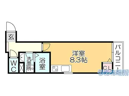 DESTINO東町II(ワンルーム/1階)の間取り写真