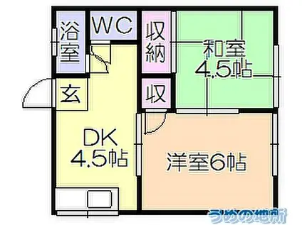 くらもりアパート(2DK/1階)の間取り写真