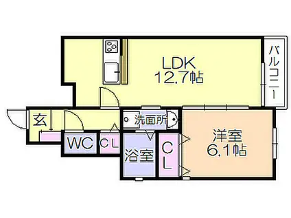 コーエー アビタシオン(1LDK/1階)の間取り写真